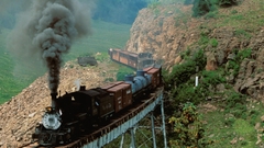 Railroad tracks steam engine