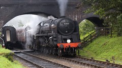 Railroad tracks steam engine