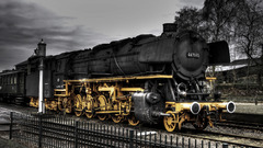 Railroad tracks steam engine