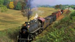 Railroad tracks steam engine