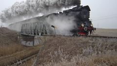 Railroad tracks steam engine