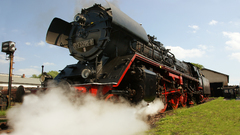 Railroad tracks steam engine