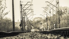 Railroad tracks trains