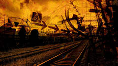 Railroad tracks urban trash