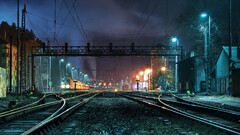 railway railway crossing train night vehicle lights slovakia