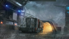 Rain artwork futuristic