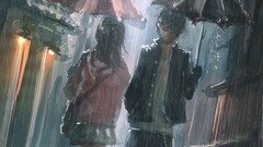 Rain artwork Umbrellas