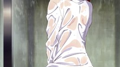 Rain ass wet red eyes sitting blush long hair anime girls 