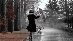 Rain autumn woman storm rain drops