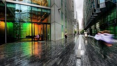 Rain buildings cityscapes