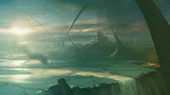 Rain buildings fantasy art