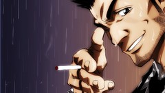 Rain Cigarettes water drops smiling bleach pointing Kurosaki 