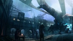 Rain cityscapes artwork fantasy art