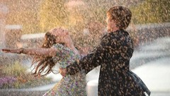 Rain couple outdoors