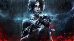 Rain dark eyes home blood artwork NanFe