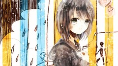 Rain gray eyes brunettes school uniforms short hair vocaloid