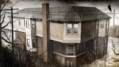 Rain houses cityscapes heavy rain artwork digital art video 