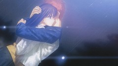 Rain hugging anime girls fate stay night matou sakura emiya 