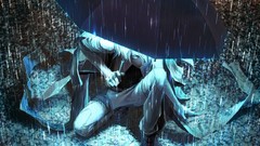 Rain light Umbrellas under anime boys