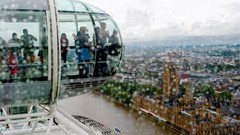 Rain London England London Eye cityscapes perspective rain on 