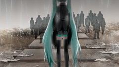 Rain lonely anime girls hatsune miku vocaloid