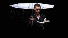 Rain Men Books Umbrellas black background reading