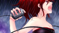 Rain microphones vocaloid meiko open mouth redheads