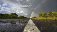 Rain rainbows roads hardscapes