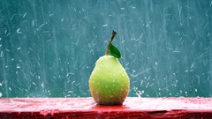 Rain red pears fruits water drops
