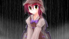 Rain red wings anime girls short hair yellow eyes touhou animal 