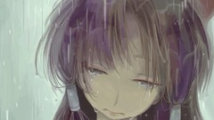 Rain sadness tears wet faces sad water drops bows long hair 