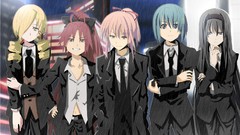 Rain tie red eyes blondes blue hair pink hair long hair anime 