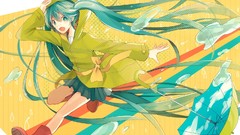 Rain Umbrellas water drops long hair anime girls boots hatsune 