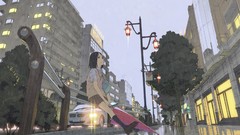 Rain Umbrellas wet skirts anime girls school uniforms short 