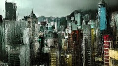 Rain water drops cityscapes