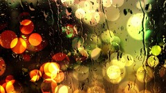 rain water drops colorful lights