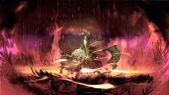 Rain weapons anime girls scythe closed eyes brunettes touhou 