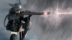 Rain weapons Guns Anime helmets uniforms Rifles futuristic