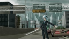 Rain weapons Katana cars tie roads white hair suit Swords 