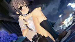 Rain wet anime girls school uniforms bra