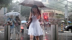 Rain white woman Japanese Umbrellas