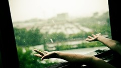 Rain windows hands water drops raindrops