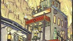 Rain windows wings wheels dress Hearts horns flying white hair 