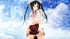 Rain woman Anime underwater Ribbons artists anime girls brown 