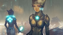 Rain woman cyborgs artwork original characters bodysuits Future 