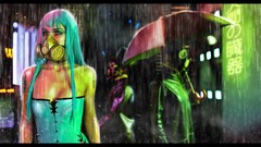 Rain woman emo masks hatsune miku models gas masks portraits 