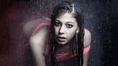 Rain woman faces blondes models