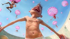 Rain woman funny digital art nerd realistic