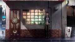 Rain woman Japan Anime lonely rain drops