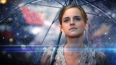 Rain woman makeup Umbrellas Actress long hair emma watson